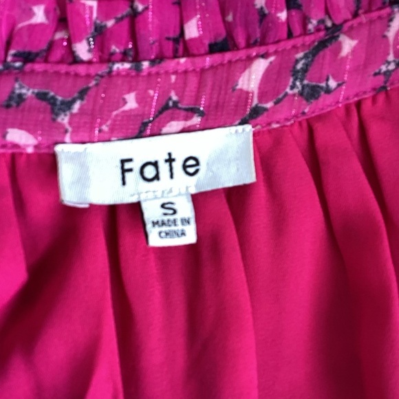 Fate Animal Print With Lurex Chiffon Tie Waist Dress In Hot Pink - Picture 8 of 9